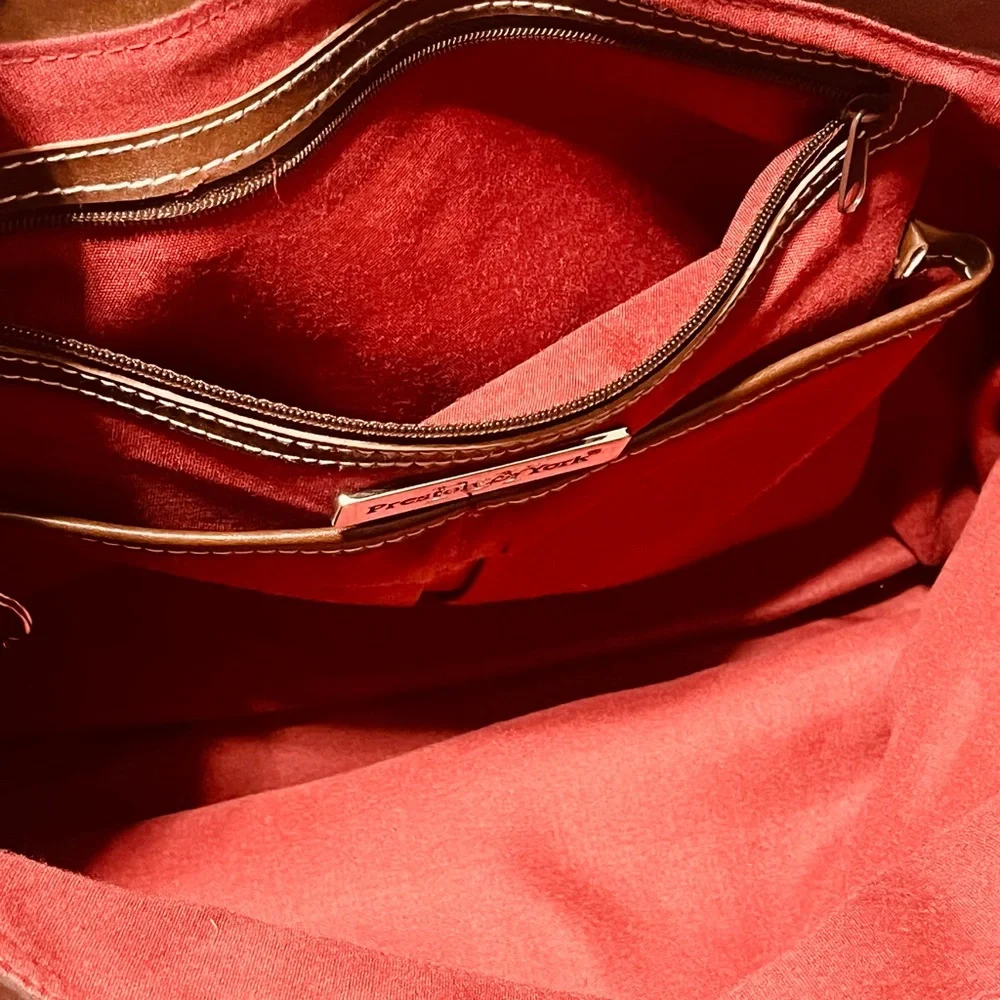 Elegant Red and Brown Striped Tote Bag